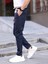 Erkek Casual Double Kumaş Yan Lastik Jogger Pantolon 4