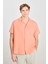 %100 Pamuk Relaxed Fit Geniş Kesim Mercan Rengi Gömlek 1