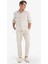 %100 Pamuk Keten Görünümlü Pantolon Beli Lastikli Slim Fit Dar Kesim Cepli Düz Paça D2671AX25SM 3
