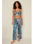 045 Kadın Desenli Saten 3 Lü Pijama Takım Turkuaz 4