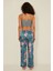 045 Kadın Desenli Saten 3 Lü Pijama Takım Turkuaz 5