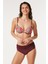 Yüksek Bel Kaplı Bikini Takım 3144 Bordo 1