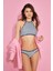 Kadın Varsiti Boyundan Bağlı Halter Bikini Takım 00252 Lacivert 5