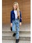 Kız Çocuk Gümüş Düğme Detaylı Lacivert Blazer Ceket Kalp Detaylı Jean Pantolon Alt Üst Takım 1
