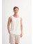 Regular Fit Beyaz Erkek Kolsuz T-Shirt 4107 4