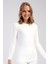 Kadın Uzun Kol Bisiklet Yaka Termal T-Shirt 409008 Ekru 2