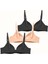 3'lü Paket Push Up Yumuşak Kaplı Örme Sütyen C37015 Siyah/ten 2