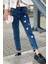 Kız Çocuk Gümüş Düğme Detaylı Beyaz Blazer Ceket Kalp Detaylı Jean Pantolon Alt Üst Takım 4