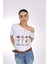 Bloom Like A Flower Baskı ve Taş Işlemeli Beyaz Kadın Tişört - Çiçek Gibi Aç - Pia Velle 2