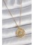316L Çelik Gold Renk Zincr Mavi Taşlı Lotus Model Kadın Kolye - TJ-BKO10061 1