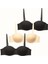 3'lü Paket Push Up Straplez Yumuşak Kaplı Örme Sütyen C37055 Siyah/ten 1