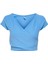 Kadın Mavi ve Pembe Short Top Çapraz Crop - 15230889 1