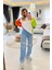 Paça ve Diz Yırtık Detay Wide Leg Jean Buz Mavi 5