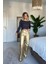 Varaklı Straight Pantolon Gold 1