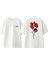 Dikenli Telli Gul Tasarım Sırt Baskılı Pamuk Beyaz Oversize T-Shirt 1