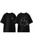Pilot ve Ucak Tasarım Sırt Baskılı Pamuk Siyah Oversize T-Shirt 1