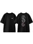 Renkli Deniz Atı Tasarım Sırt Baskılı Pamuk Siyah Oversize T-Shirt 1