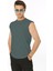 Erkek Petrol Yeşili Bisiklet Yaka Tank Sıfır Kol Atlet %100 Pamuk T-Shirt 1