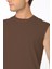 Erkek Kahverengi Bisiklet Yaka Tank Sıfır Kol Atlet %100 Pamuk T-Shirt 2