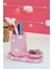 Luxury Bulutlu Pembe Organizer Set (3 Parça)(Kalemlik, Oval Tepsi ve Mini Kalp Tabak) | Banyo Organizeri 1 Adet 3
