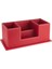Luxury Masaüstü Deri Organizer Kalemlik 4 Gözlü Desktop Organizer Rainbow Vegan 10X12X25 Cm. Kırmızı 1 Adet 2