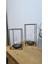 Luxury Siyah Masaüstü Dekoratif 2'li Set Ferforje Kafes Fener Mumluk ( 26 ve 21 cm ) 1 Adet 4