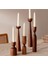 Luxury Koyu Ceviz Ahşap 5'li Şamdan Seti – Modern Dekoratif Mumluk (11CM, 14CM, 18CM, 20CM, 25CM) 1 Adet 1