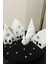 Luxury Kış Evleri Seti 5 Parça Dekoratif Hediyelik Beyaz Evler Tealight Mum ( 1 Adet Mum ) 1 Adet 4