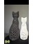 Luxury Kedi Voronoi Biblo Set 20 cm Siyah-15 cm Beyaz 1 Adet 2