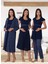 Dvina Effortt Lohusa 4'lü Set - Sabahlık/pijama Takımı/gecelik Lacivert - 6016 1