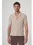 Stenly Bej Rengi Şal Yaka Tişört 1