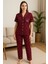 Kadın Siyah Yıldız Baskılı Pamuklu Viskon Pijama Takımı Kısa Kol Üst Uzun Pijama Alt Rahat Homewear 1