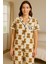 Pamuklu Viskon Kadın Siyah Ayıcıklı Pijama Takımı Kısa Kollu Üst Uzun Pijama Alt Rahat Homewear 1