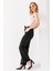 Kadın Beli Lastikli Kuşaklı Bol Paça Pantolon Siyah - 241108 5