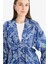 Relax Fit Bisiklet Yaka Desenli Viskon Kimono E7262AX25SM 4