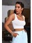 Kadın Beyaz Kalın Askılı Crop Top Büstiyer 3