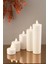 Luxury 5'li Pilli LED Silindir Mum 5 Boy, Baton Mum Beyaz Renk 1 Adet 1