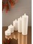 Luxury 5'li Pilli LED Silindir Mum 5 Boy, Baton Mum Beyaz Renk 1 Adet 2