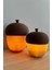 Luxury Dekoratif Işıklı Meşe Palamudu Biblo Seti, 2li Kutu Dekorasyon Objesi, Tealight LED Mumlu 15CM-10CM 1 Adet 3
