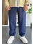 Erkek Beli Lastikli Baggy Rahat Pantolon Lacivert EDW359 1