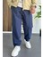 Erkek Beli Lastikli Baggy Rahat Pantolon Lacivert EDW359 2