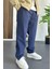 Erkek Beli Lastikli Baggy Rahat Pantolon Lacivert EDW359 3