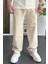Erkek Beli Lastikli Baggy Kalıp Pantolon Krem EDW356 2