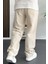 Erkek Beli Lastikli Baggy Kalıp Pantolon Krem EDW356 4