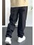 Erkek Beli Lastikli Baggy Rahat Pantolon Siyah EDW359 4