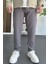 Erkek Beli Lastikli Gofre Kumaş Jogger Pantolon Füme EDW358 3