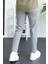 Erkek Beli Düğmeli Pamuklu Dar Kalıp Pantolon Gri EDW364 4