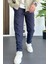 Erkek Beli Lastikli Gofre Kumaş Jogger Pantolon Lacivert EDW358 1