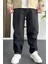 Erkek Beli Lastikli Baggy Rahat Pantolon Siyah EDW359 1