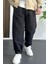 Erkek Beli Lastikli Baggy Rahat Pantolon Siyah EDW359 2